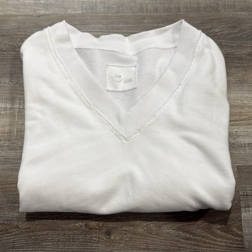 White V-Neck Sweatshirt